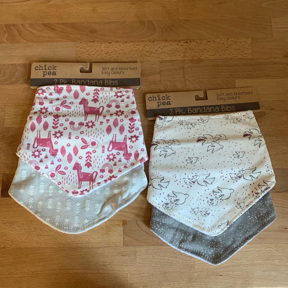 chick pea 2 pack Bandana Bibs x2
